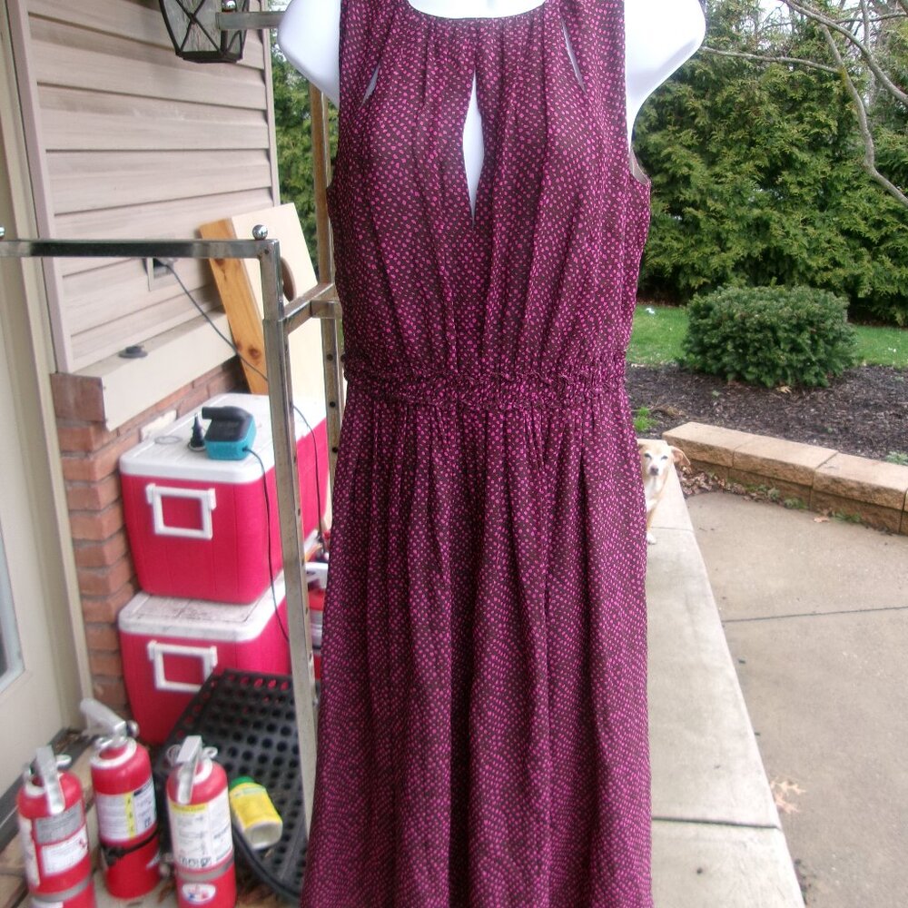 NWT S.I.L.K. BROWN&PINK DOT DRESS M